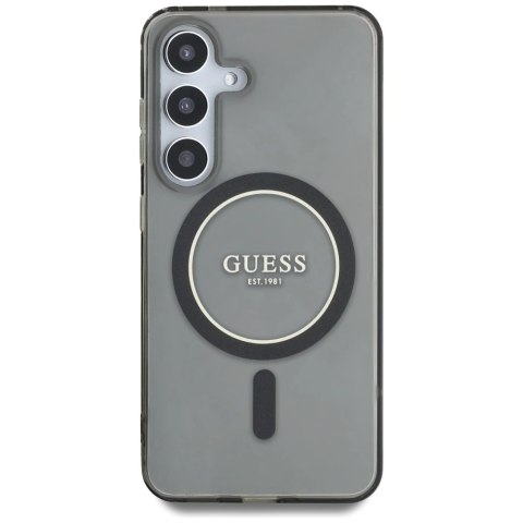 Etui Guess Glitter Circle Classic Logo MagSafe do Samsung Galaxy S25 czarny