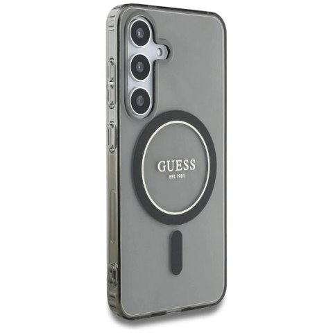 Etui Guess Glitter Circle Classic Logo MagSafe do Samsung Galaxy S25 czarny
