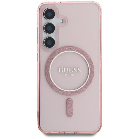 Etui Guess Glitter Circle Classic Logo MagSafe do Samsung Galaxy S25 różowy Etui Guess Glitter Circle Classic Logo MagSafe do Samsung Galaxy S25 różowy