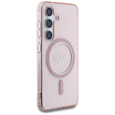 Etui Guess Glitter Circle Classic Logo MagSafe do Samsung Galaxy S25 różowy Etui Guess Glitter Circle Classic Logo MagSafe do Samsung Galaxy S25 różowy
