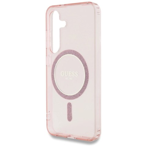 Etui Guess Glitter Circle Classic Logo MagSafe do Samsung Galaxy S25 różowy Etui Guess Glitter Circle Classic Logo MagSafe do Samsung Galaxy S25 różowy