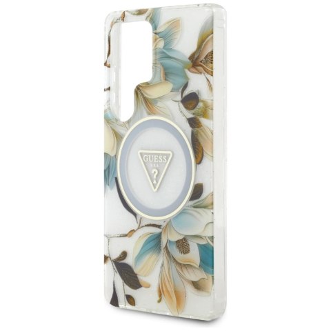 Etui Guess Glitter Flowers Triangle Buttons MagSafe do Samsung Galaxy S25 Ultra biały Etui Guess Glitter Flowers Triangle Buttons MagSafe do Samsung Galaxy S25 Ultra biały