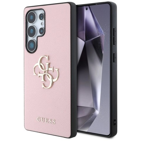Etui Guess Grained Big 4G Logo Small Classic Logo do Samsung Galaxy S25 Ultra różowy