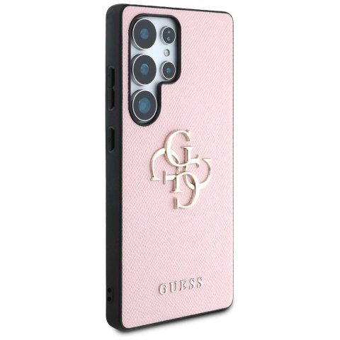 Etui Guess Grained Big 4G Logo Small Classic Logo do Samsung Galaxy S25 Ultra różowy