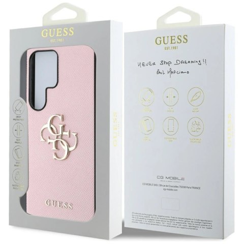 Etui Guess Grained Big 4G Logo Small Classic Logo do Samsung Galaxy S25 Ultra różowy