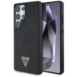 Etui Guess Grained Hot Stamp Peony Pattern Triangle Logo MagSafe do Samsung Galaxy S25 Ultra czarny