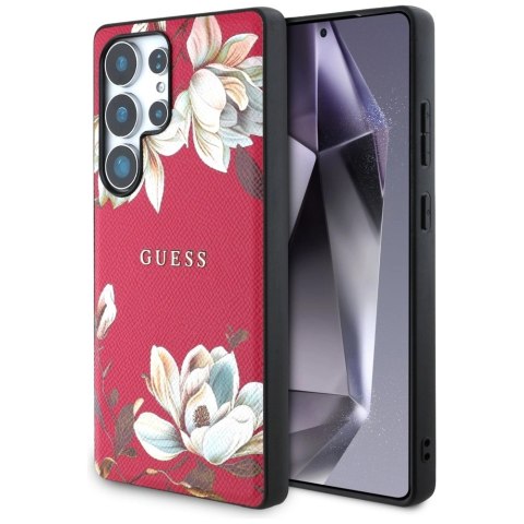 Etui Guess Grained Printed Flower Pattern MagSafe do Samsung Galaxy S25 Ultra fuksja Etui Guess Grained Printed Flower Pattern MagSafe do Samsung Galaxy S25 Ultra fuksja