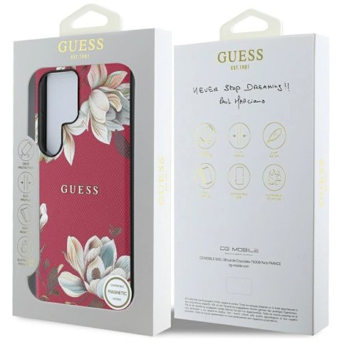 Etui Guess Grained Printed Flower Pattern MagSafe do Samsung Galaxy S25 Ultra fuksja Etui Guess Grained Printed Flower Pattern MagSafe do Samsung Galaxy S25 Ultra fuksja