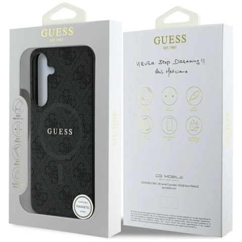 Etui Guess Leather 4G Colored Ring Classic Logo MagSafe Samsung Galaxy S25 Plus czarny