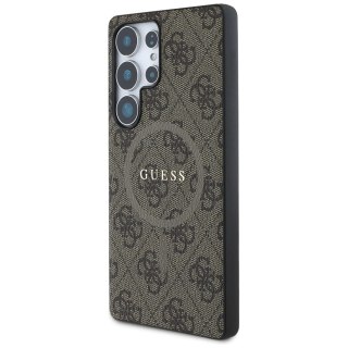 Etui Guess Leather 4G Colored Ring Classic Logo MagSafe Samsung Galaxy S25 Ultra brązowy