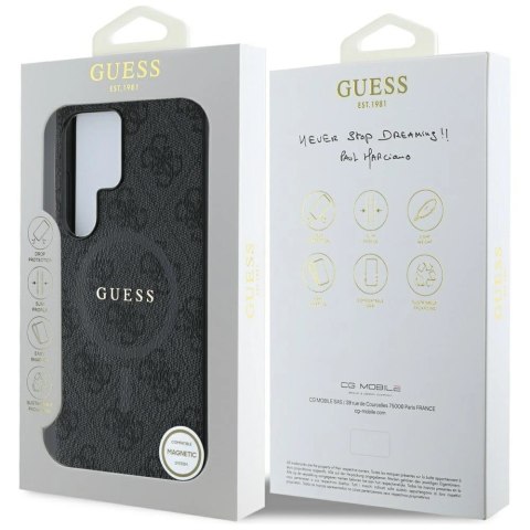 Etui Guess Leather 4G Colored Ring Classic Logo MagSafe Samsung Galaxy S25 Ultra czarny