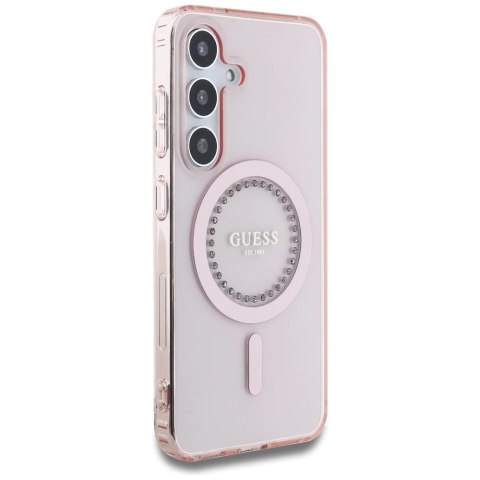 Etui Guess Rhinestones Printed Classic Logo MagSafe Samsung Galaxy S25 różowy Etui Guess Rhinestones Printed Classic Logo MagSafe Samsung Galaxy S25 różowy