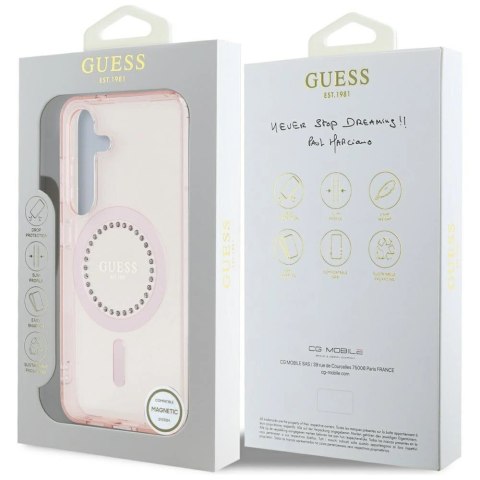 Etui Guess Rhinestones Printed Classic Logo MagSafe Samsung Galaxy S25 różowy Etui Guess Rhinestones Printed Classic Logo MagSafe Samsung Galaxy S25 różowy