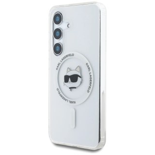 Etui Karl Lagerfeld Button Choupette Head Printed Logo MagSafe Samsung Galaxy S25 Plus biały