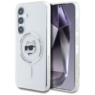 Etui Karl Lagerfeld Button Choupette Head Printed Logo MagSafe Samsung Galaxy S25 biały