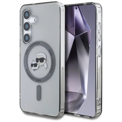 Etui Karl Lagerfeld Button Karl & Choupette Heads Printed Logo MagSafe Samsung Galaxy S25 czarny Etui Karl Lagerfeld Button Karl & Choupette Heads Printed Logo MagSafe Samsung Galaxy S25 czarny