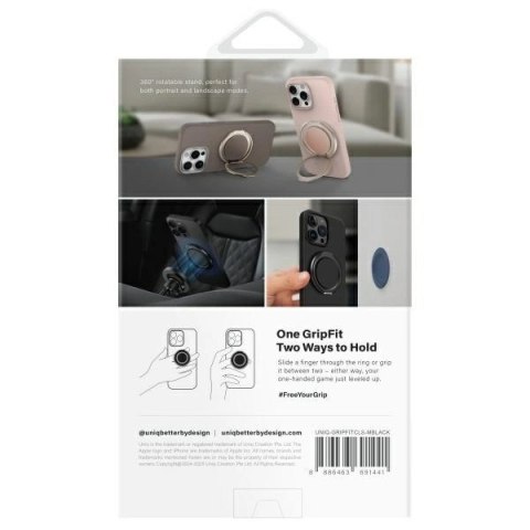 Uchwyt z podstawką UNIQ Gripfit 360 Magnetic Mount&Kickstand MagSafe - czarne Uchwyt z podstawką UNIQ Gripfit 360 Magnetic Mount&Kickstand MagSafe - czarne