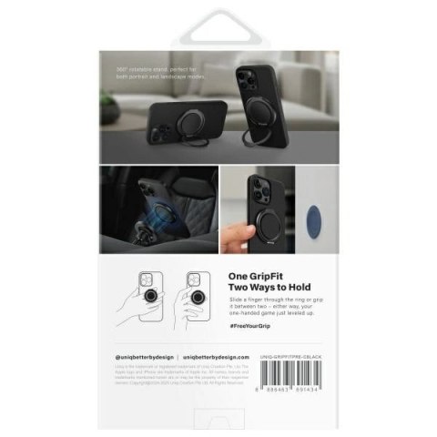 Uchwyt z podstawką UNIQ Gripfit 360 Magnetic Mount&Kickstand MagSafe - czarny