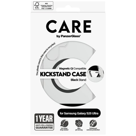 Etui CARE by PanzerGlass Feature Black Kickstand & QI do Samsung Galaxy S25 Ultra - przezroczysty Etui CARE by PanzerGlass Feature Black Kickstand & QI do Samsung Galaxy S25 Ultra - przezroczysty