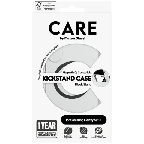 Etui CARE by PanzerGlass Feature Black Kickstand & QI do Samsung Galaxy S25+ - przezroczysty Etui CARE by PanzerGlass Feature Black Kickstand & QI do Samsung Galaxy S25+ - przezroczysty