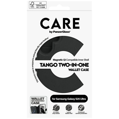 Etui CARE by PanzerGlass Feature Tango 2w1 Wallet do Samsung Galaxy S25 Ultra - czarny