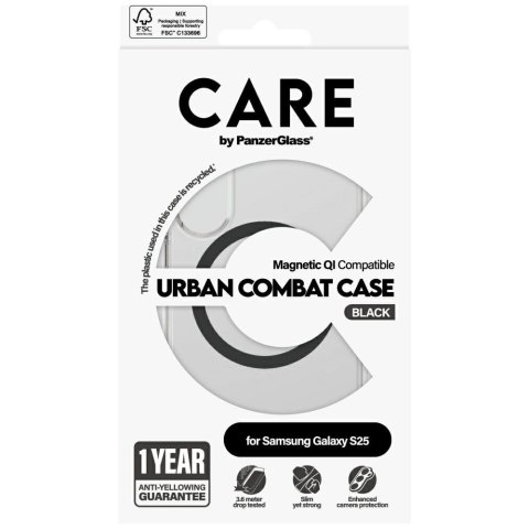 Etui CARE by PanzerGlass Flagship Urban Combat Black QI do Samsung Galaxy S25 - przezroczysty Etui CARE by PanzerGlass Flagship Urban Combat Black QI do Samsung Galaxy S25 - przezroczysty