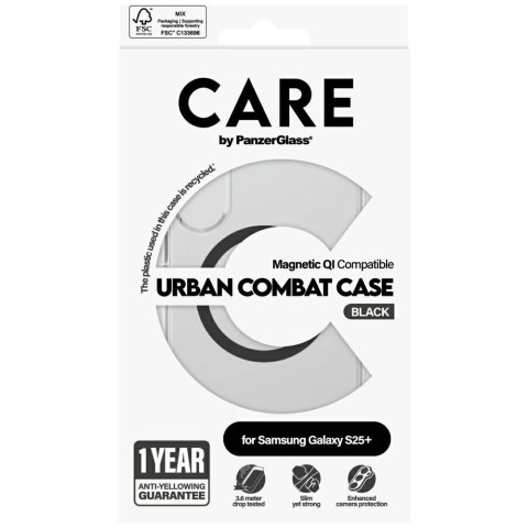 Etui CARE by PanzerGlass Flagship Urban Combat Black QI do Samsung Galaxy S25+ - przezroczysty Etui CARE by PanzerGlass Flagship Urban Combat Black QI do Samsung Galaxy S25+ - przezroczysty