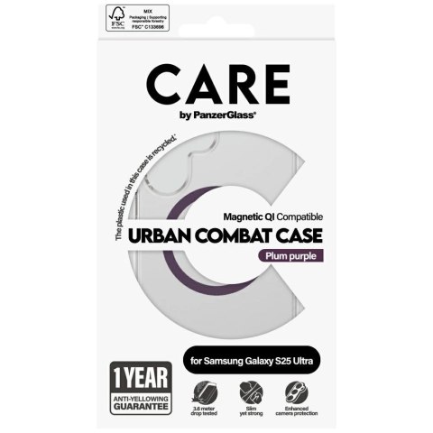 Etui CARE by PanzerGlass Flagship Urban Combat Purple QI do Samsung Galaxy S25 Ultra - przezroczysty