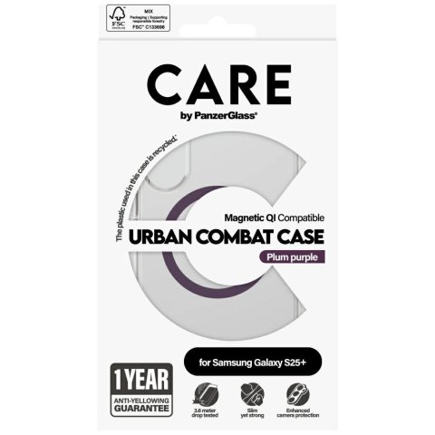 Etui CARE by PanzerGlass Flagship Urban Combat Purple QI do Samsung Galaxy S25+ - przezroczysty