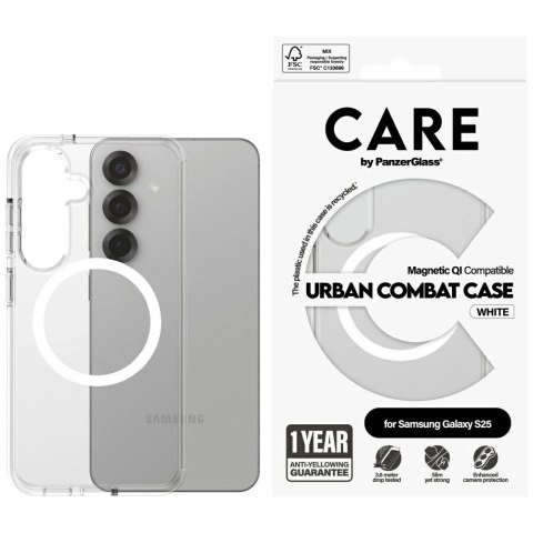 Etui CARE by PanzerGlass Flagship Urban Combat White QI do Samsung Galaxy S25 - przezroczysty Etui CARE by PanzerGlass Flagship Urban Combat White QI do Samsung Galaxy S25 - przezroczysty