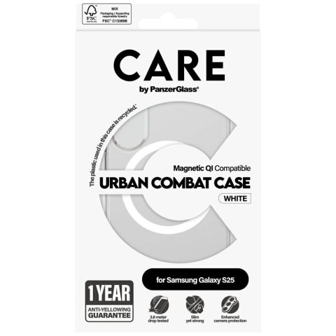 Etui CARE by PanzerGlass Flagship Urban Combat White QI do Samsung Galaxy S25 - przezroczysty Etui CARE by PanzerGlass Flagship Urban Combat White QI do Samsung Galaxy S25 - przezroczysty