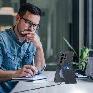 Etui Dux Ducis Rafi II na Samsung Galaxy S25 Ultra z podstawką i portfelem - czarne