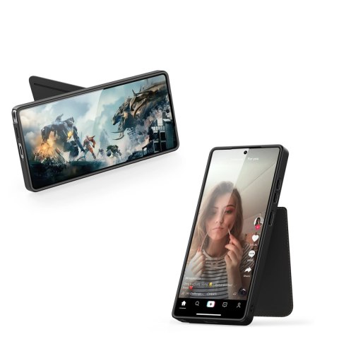 Etui Dux Ducis Rafi II na Samsung Galaxy S25 Ultra z podstawką i portfelem - czarne Etui Dux Ducis Rafi II na Samsung Galaxy S25 Ultra z podstawką i portfelem - czarne