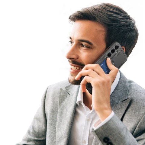 Etui Dux Ducis Rafi II na Samsung Galaxy S25 z podstawką i portfelem - czarne Etui Dux Ducis Rafi II na Samsung Galaxy S25 z podstawką i portfelem - czarne
