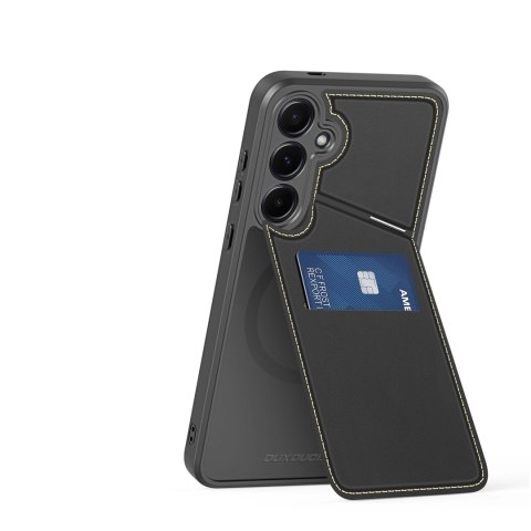 Etui Dux Ducis Rafi II na Samsung Galaxy S25 z podstawką i portfelem - czarne Etui Dux Ducis Rafi II na Samsung Galaxy S25 z podstawką i portfelem - czarne