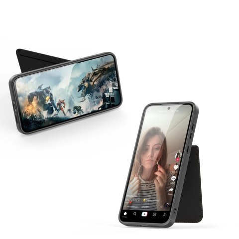Etui Dux Ducis Rafi II na Samsung Galaxy S25+ z podstawką i portfelem - czarne Etui Dux Ducis Rafi II na Samsung Galaxy S25+ z podstawką i portfelem - czarne