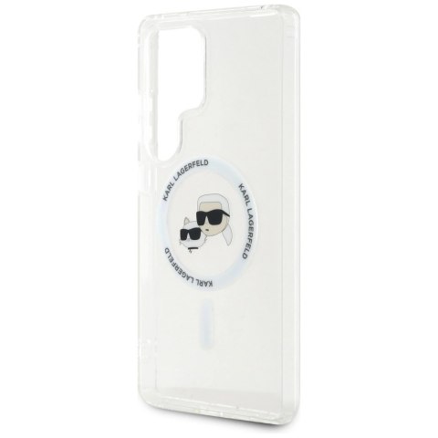 Etui Karl Lagerfeld Button Karl & Choupette Heads Printed Logo MagSafe Samsung Galaxy S25 Ultra biały