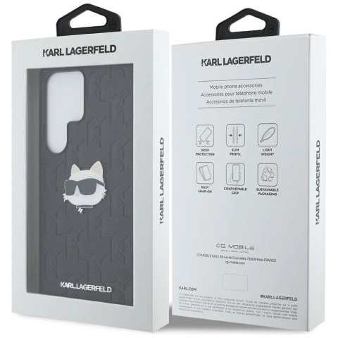 Etui Karl Lagerfeld Leather Monogram Pin Logo Choupette Head Samsung Galaxy S25 Ultra czarny