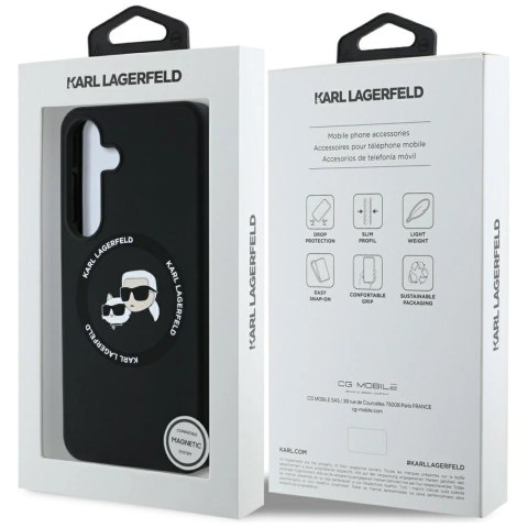 Etui Karl Lagerfeld Silicone Double Heads And Circle MagSafe Samsung Galaxy S25 Plus czarny