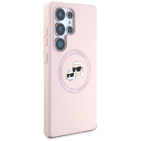 Etui Karl Lagerfeld Silicone Double Heads And Circle MagSafe Samsung Galaxy S25 Ultra różowy