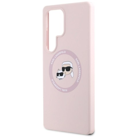 Etui Karl Lagerfeld Silicone Double Heads And Circle MagSafe Samsung Galaxy S25 Ultra różowy