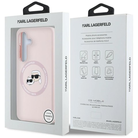 Etui Karl Lagerfeld Silicone Double Heads And Circle MagSafe Samsung Galaxy S25 różowy