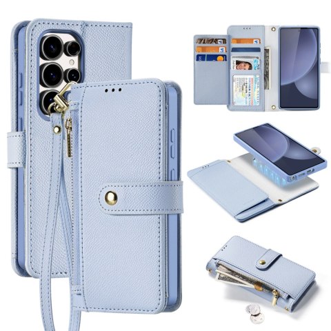 Etui skórzane Dux Ducis Lawa na Samsung Galaxy S25 Ultra z odłączanym portfelem magnetycznym - niebieskie Etui skórzane Dux Ducis Lawa na Samsung Galaxy S25 Ultra z odłączanym portfelem magnetycznym - niebieskie