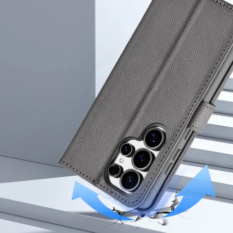 Etui skórzane Dux Ducis Lawa na Samsung Galaxy S25 Ultra z odłączanym portfelem magnetycznym - szare Etui skórzane Dux Ducis Lawa na Samsung Galaxy S25 Ultra z odłączanym portfelem magnetycznym - szare