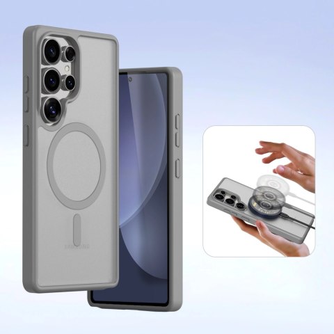 Etui skórzane Dux Ducis Lawa na Samsung Galaxy S25 Ultra z odłączanym portfelem magnetycznym - szare Etui skórzane Dux Ducis Lawa na Samsung Galaxy S25 Ultra z odłączanym portfelem magnetycznym - szare