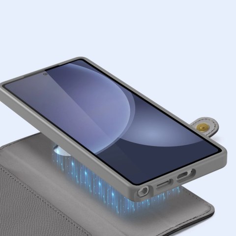 Etui skórzane Dux Ducis Lawa na Samsung Galaxy S25 Ultra z odłączanym portfelem magnetycznym - szare Etui skórzane Dux Ducis Lawa na Samsung Galaxy S25 Ultra z odłączanym portfelem magnetycznym - szare