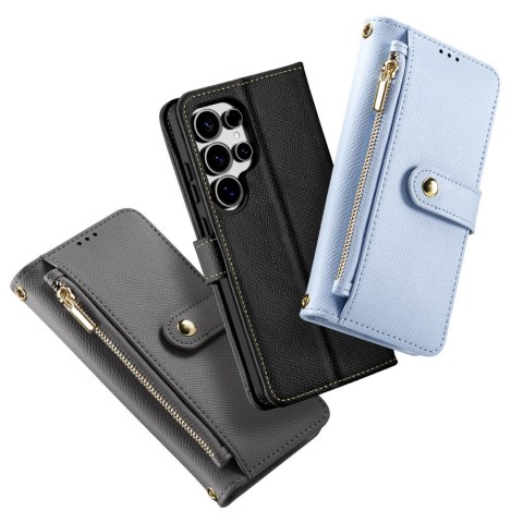 Etui skórzane Dux Ducis Lawa na Samsung Galaxy S25 Ultra z odłączanym portfelem magnetycznym - szare Etui skórzane Dux Ducis Lawa na Samsung Galaxy S25 Ultra z odłączanym portfelem magnetycznym - szare