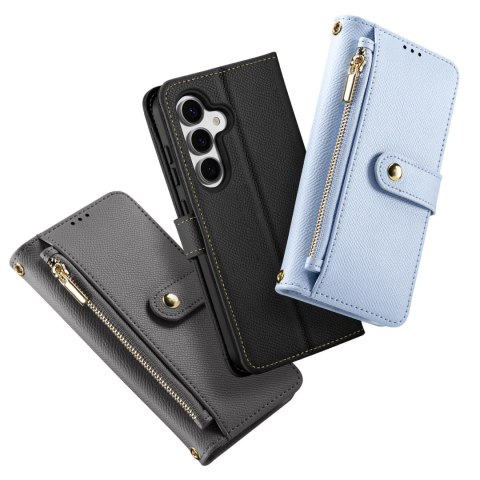 Etui skórzane Dux Ducis Lawa na Samsung Galaxy S25 z odłączanym portfelem magnetycznym - czarne Etui skórzane Dux Ducis Lawa na Samsung Galaxy S25 z odłączanym portfelem magnetycznym - czarne