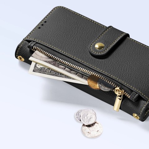 Etui skórzane Dux Ducis Lawa na Samsung Galaxy S25 z odłączanym portfelem magnetycznym - czarne Etui skórzane Dux Ducis Lawa na Samsung Galaxy S25 z odłączanym portfelem magnetycznym - czarne