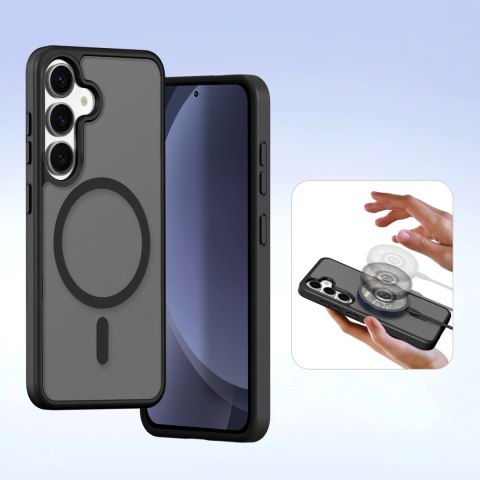 Etui skórzane Dux Ducis Lawa na Samsung Galaxy S25 z odłączanym portfelem magnetycznym - czarne Etui skórzane Dux Ducis Lawa na Samsung Galaxy S25 z odłączanym portfelem magnetycznym - czarne